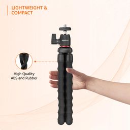 Amazon Basics Flexible Mini Octopus Tripod with Rotating Phone Holder | Extends to 36.5 cm | Extra Sturdy & Portable Tripod | for Action Camera & Smartphones | Red image 2