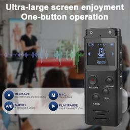 asinno 128GB Ultra Large Display Digital Voice Recorder, Voice Activated Voice Recorder for Lectures, Meetings, Class, Audio Recorder with Playback, Password, Speed image 4