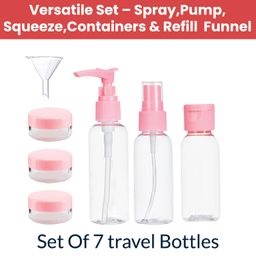 Temperia Travel Bottles for Toiletries (7pcs) - Refillable Empty Mini Containers with Pouch (Random Colors) - Travelling Accessories & Essentials Kit Set for Shampoo, Cosmetics, and More image 3