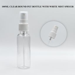 happy packaging 100ML Clear Round Empty Petbottle With White Mist Spray and Over Cap| Refillable | Leak Proof For Essential Oils | Reusalble | DIY Perfumes | DIY serums (3) image 4