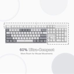 Redragon K617 Fizz 60% Wired RGB Gaming Keyboard, 61 Keys Compact Mechanical Keyboard w/White and Grey Color Keycaps, Linear Red Switch, Pro Driver/Software Supported image 4
