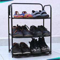 optifine Durable Plastic & Metal Shoe Rack - 3-Tier Stackable Organizer for Home, Closet & Entryway, Holds Up to 9 Pairs of Shoes, Easy Assembly, Space-Saving Design (3 Shelves) image 3