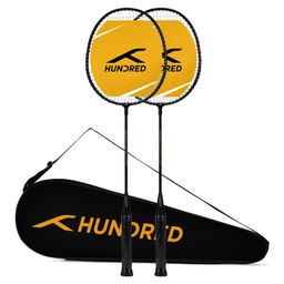 Hundred Powertek Star Carbon Graphite Set of 2 Strung Badminton Racket with Full Cover Combo image 1