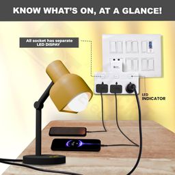 Blackt Electrotech (BTPS2) Multi Plug Socket Extension with Shelf - 2500W 10A Wall Adapter for Home, Office, Kitchen - Cordless Power Extension with LED Indicator (3 Socket Multi Plug) image 3