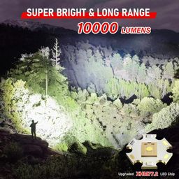 Shadowhawk Torch Lights Rechargeable, Led Torch Light High Power 10000 Lumen, XHM77.2 Long Distance Flash Light Charging Torchlight, Powerful 7 Light Modes Flashlight for Trekking Hunting Emergency image 2