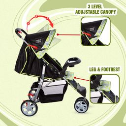 Mee Mee Easy to Push Baby Pram with Quick One-Hand Folding (MM-35 B), Green, 1 Count (Pack of 1) image 4