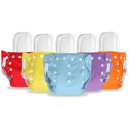 SAFJEE Reusable Baby Cotton Cloth Diapers - Adjustable & Washable with Insert Pads for 0-3 Years | Soft, Waterproof & Eco-Friendly| Rash Free| Multicolour (Pack of 5) image 1