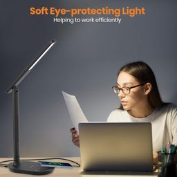 LASTAR LED Desk Lamp, Dimmable Eye-Protecting Table Lamps with Night Light, USB Charging Port, 4 Color Temperature Modes, 5 Brightness Levels, 1H Timer, Touch Control for Home Office Bedroom image 5