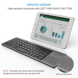 VssoPlor Foldable Bluetooth Keyboard with Touchpad, Dual Modes USB Wired Folding Wireless, Portable Mini Pocket Size Travel Keyboard for Android Tablet Windows-Dark Gray image 4