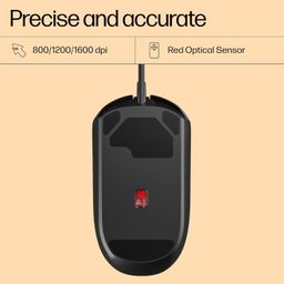 HP M070 Ergonomic Wired Mouse/ 1.5M USB Cable/Optical Engine/Accurate Positioning/ 1600 DPI with Adjustable DPI 1000-1200/3 Years Warranty image 5