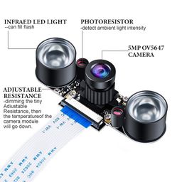 iduino Raspberry Pi 5B/4B Camera Day & Night Vision Camera Adjustable-Focus Module 5MP OV5647 Sensor Webcam Video 1080p with 2 Infrared IR LED Light HD Webcam for Raspberry pi 3 B+/3B/2B/4B/5B image 4