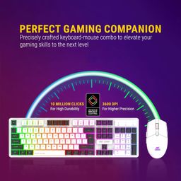 Ant Esports KM1610 LED Keyboard and Mouse Combo, 104 Keys Rainbow Backlit Keyboard and 7 Colour RGB Mouse, White Gaming Keyboard and Mouse Combo for PC Laptop Xbox PS4 Gamers and Work image 2