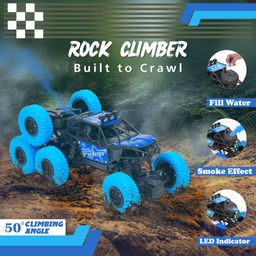 Gooyo GY-95SP 8-Tyres Rechargeable RC 4x4 Off-Road Rock Crawler with Spray Feature Toy | Best Gift | Smooth & Safe|Blue|Power Source: Lithium Battery in Car (Included) |High Speed Monster RC Car image 2