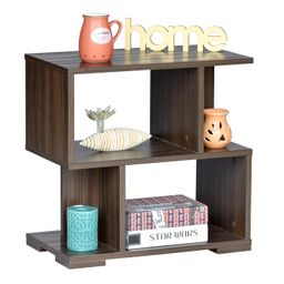 DeckUp Siena Engineered Wood Bed Side Table and End Table (Walnut, Matte Finish) image 1