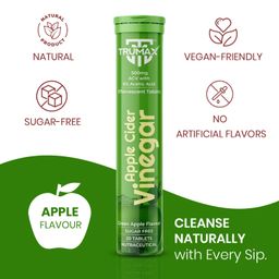 TRUMAX Apple Cider Vinegar Tablets (ACV) for Weight Loss 500mg, Green Apple Flavor with Vitamin B6, B12 & Pomegranate Extract | 20 Effervescent Sugar-Free Tablets | Support Digestion & Boost Metabolism image 3