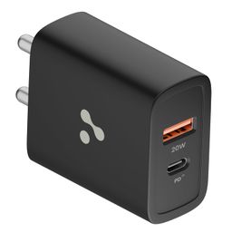 Ambrane 20W USB Dual Port BoostedSpeed Charger with Power Delivery & Quick Charge, Made in India, Multi-Layer Protection, iPhone & Android Compatibility (Raap H11, Black) image 1