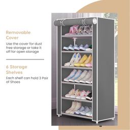 YouCopia Portable Shoe Rack with Dustproof Zip Cover - DIY MultiPurpose Shoe Rack Organizer, 6-Layer Shoe Rack for Home -Shelf with Dustproof Door Entryway for Heels/Slippers image 4