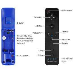 Wii Remote Controller (2 Pack) with Motion Plus Compatible with Wii and Wii U Console | Wii Remote Controller with Shock Function (Black+Dark Blue) image 2