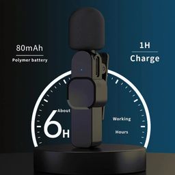 DDLC K8 Lavalier Wireless Collar mic Noise Cancellation Plug Play Rechargeable Microphone for Andriod/Type-c/iPhone Devices for YouTube, Facebook, Live Stream, Vlog, Recording (Black) image 3