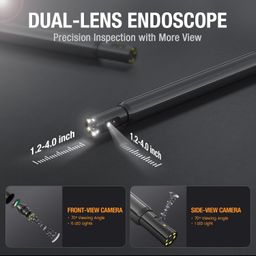 Teslong NTS300 Dual Lens Endoscope with 360° Rotation Probe, 5-Inch Industrial Borescope Inspection Camera with High Brightness 8 LEDs, 16.5FT Waterproof Flexible Mechanics Snake Scope Fiber Optic Cam image 3