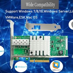 lemspum 10Gb Network Card Single SFP+ Port PCI Express X8 Ethernet Converged Server Adapter Compatible Intel X520-Da1 82599En Chip Support Windows 7/8/10/11/Visa,Server/Linux/Vmware, Green image 5