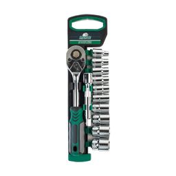 SPARTAN 12 in 1 Heavy Duty Socket Set 1/2" Chrome Vanadium Steel Ratchet Socket Wrench Spanner | Soft Grip 12 Pieces Hand Tool Kit For Mechanic Tool Kits(Pack of 1) image 1