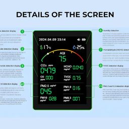 dewire DeWire15-in-1 WiFi Smart Air Quality Monitor with 2.8" TFT Display - Smart Life App Compatible Indoor AQI Detector, CO2/CO/HCHO/TVOC/PM2.5/PM10/PM1.0/PM0.3 Pollution Tester with Alarm Function image 3