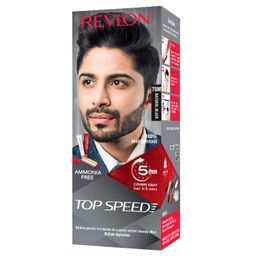 Revlon Top Speed Hair Color for Men Natural Black | Infused with Mother of Pearl and Ginseng Root extract for Intense Conditioning | 100% Grey Coverage in 5 Minutes | Shiny & Nourished Hair image 1