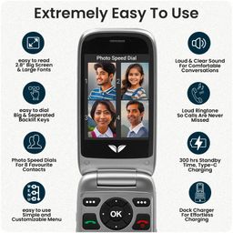 easyfone Royale 4G -2.8 Flip Phone with 20+Senior Citizen Friendly Features | Loud Sound,Photo Speed dial,SOS Button, App for Remote Configuration & Quick Ambulance Coordination | 2 Years Warranty image 4