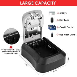 latiq mart Key Lock Box For Outside Realtor Wall Mounted Metal 4-Digit Resettable Code Lockbox for Combination Key Hiders to Hide a Key Safe Storage image 2