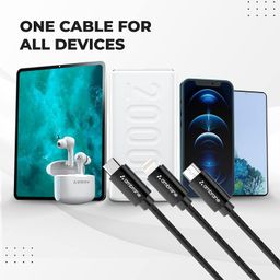 Ambrane Unbreakable 3 in 1 USB Fast Charging USB Cable with Type C, Lightning, Micro USB Port with 2.1 A, Compatible with iPhone, iPad, Samsung, OnePlus, Mi, Oppo, Vivo, Xiaomi, 1.25M (Trio-11, Black) image 5