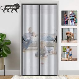 Karp Magnetic Screen Door Full Frame Mosquito Net Curtain With Hook And Loop Fastener Tape (100 cm W X 210 cm H, Weight - 655 Grams) - Black Color image 1