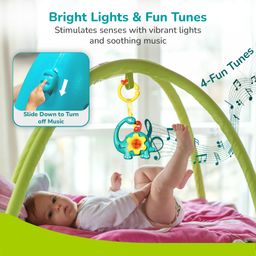 R for Rabbit Orapple Dino Tune Musical Hanging Toy for Baby with 4 Built-in Tunes, Press & Play Mode, Attachable to Stroller, Cradle & Play Gym | Motor Skill Development 3+ Months Kids (Blue Yellow) image 5
