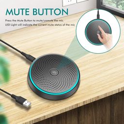 WISE TIGER CREATIVITY IS UNLIMITED USB Conference Microphone,360Omnidirectional Pick Up Voice 10ft,One-Key Mute,Plug & Play - Compatible Mac OS/Windows for Video Meeting,Skype,Gaming,Chatting (Black) image 2
