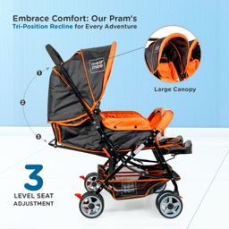 Mee Mee Twin Buggy Baby Stroller & Pram Easy Foldable with Adjustable Seating Positions| Age 0-2 yrs & Weight Upto 20 Kg with Swivel Wheel | 3 Point Safety Harness Belt with Comfortable Seats image 4