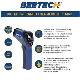 BEETECH Industrial Infrared Thermometer -50°C TO 580°C with circular laser technology, emissivity adjustable, multicolor display, fast response and backlight LCD display image 5