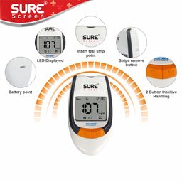 Niscomed Surescreen Glucometer Simple & Accurate Sugar Testing Painfree Monitor - Blood Sugar Levels at Home - (FREE 5 Test Strips + 5 Sterile Lancets + 1 Lancing device) image 3