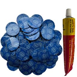 Quick-Fix Cycle Puncture Repair Patches, Essential Repair Patches for Cyclists- 100 pcs Made with German Technology (with 50ML Solution Tube) image 1
