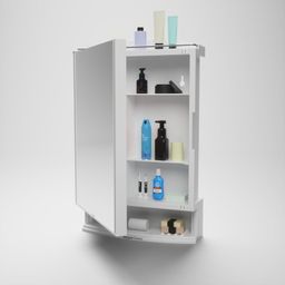 Amazon Basics Plastic Multipurpose, Wall-Mounted Storage Cabinet with Mirror, Small (White) image 1