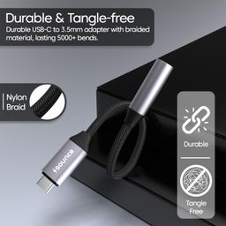 Sounce Type C to 3.5mm Portable Audio Aux Adapter, Connector, Built-in DAC, Braided Cable, Compatible with iPhone 16 Series /15 Series, Galaxy S25/S24 Ultra/S24 & Other Type C Phones image 2