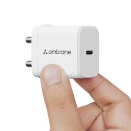 Ambrane 25W Type C Mobile Charger Adapter, Fast PPS Charging for Samsung Smartphones, iPhone 15/14/13/12/11/X & Pro, Max Series & Other Type C Devices, PD Technology (Charge 25, White) image 1