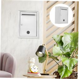 FLIPWYN Wall-Mounted Locking Suggestion Box | Secure Mailbox with Key Lock | Ballot, Donation & Key Drop Box for Office, Business, & Home – Silver image 3