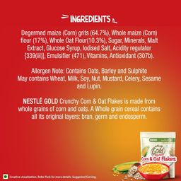 Nestlé Gold Crunchy Corn & Oat Flakes - Breakfast Cereal with Immuno-Nutrients | Made with Whole Grains & The Goodness Of B Vitamins, Calcium & Vitamin D, No Added Colours & Flavours, 850g, Pouch image 3