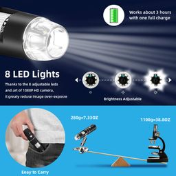 Microware Wireless Digital Microscope 50X-1000X 1080P Handheld Portable Mini WiFi USB Microscope Camera with 8 LED Lights for iPhone/iPad/Smartphone/Tablet/PC image 4