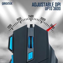 GEONIX Vigor R6 Wired Gaming Mouse with 3600 DPI, 7 Buttons, Advanced Sensor, Soothing Blue Backlight, Braided Cable, 1 Year Warranty (Black Blue) image 3