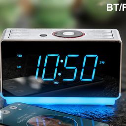 Alarm Clock Radio with Bluetooth Speaker, Digital FM Radio, Dual Alarm with Snooze, Dimmer Control, USB Charging Output and Night Light iTOMA CKS708 image 2