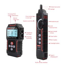 NOYAFA NF-8209S Upgrade Advanced Network Cable Tester with PoE& NCV，Cable Length Test，Port Flashing，Multifunction Anti Interference Scanning Modes Wire Tracker image 5