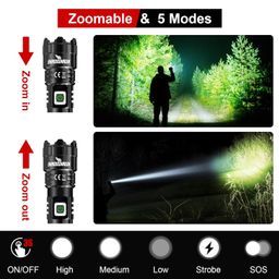 Shadowhawk Torch Light Rechargeable, High Power Long Distance 10000 Lumens Led Torchlight, Powerful Charging Torch Bright Flash Light, Waterproof Tactical Long Range Flashlight for Trekking Emergency image 3