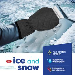 SCRUBIT [2 Pack Ice Scraper with Glove - Car Windshield Scraper for Ice and Snow w/Fleece Mitt - Quickly Scrape and Remove Snow While Staying Warm - Waterproof - Car Scraper Snow Brush (Black) image 4