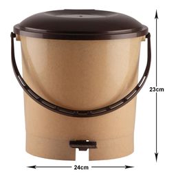 Kuber Industries Multiuses Plastic Pedal Dustbin, Waste Bin, Trash Can With Handle, 7 Litre- Pack of 2 (Grey & Peach)-47KM0757 image 5